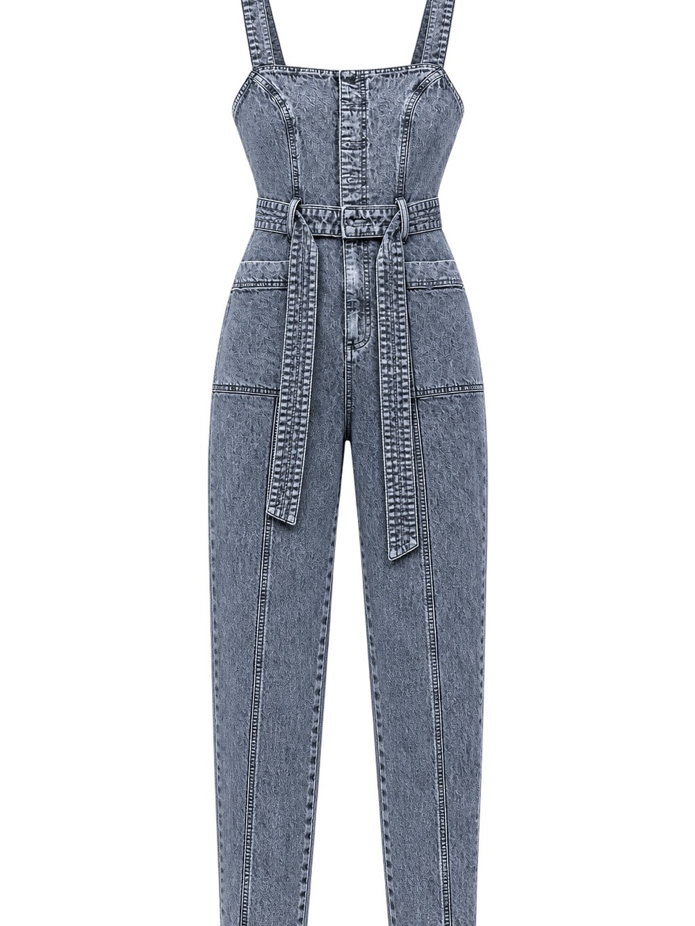 Universal Thread Washed Gray Denim Overalls with Belt